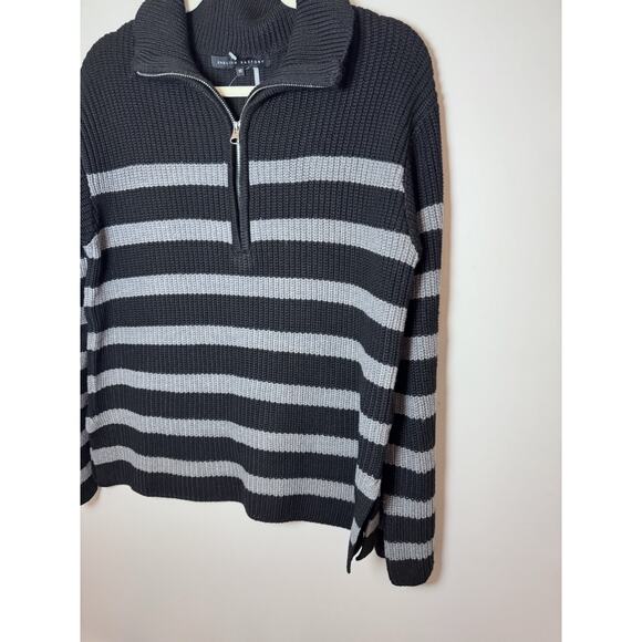English Factory STRIPED HALF-ZIP SWEATER Grey/black Womens Sz XS NEW - Picture 10 of 15